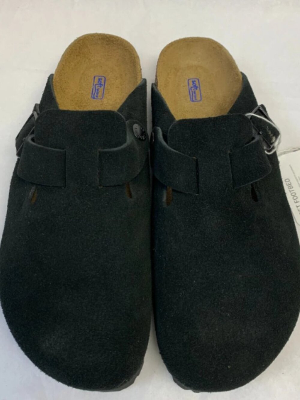 Birkenstock Boston Soft Footbed Black Suede Leather Narrow Width Sandals